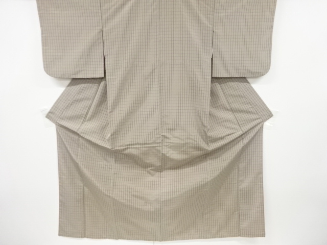 アンティーク　格子織り出し米沢紬着物